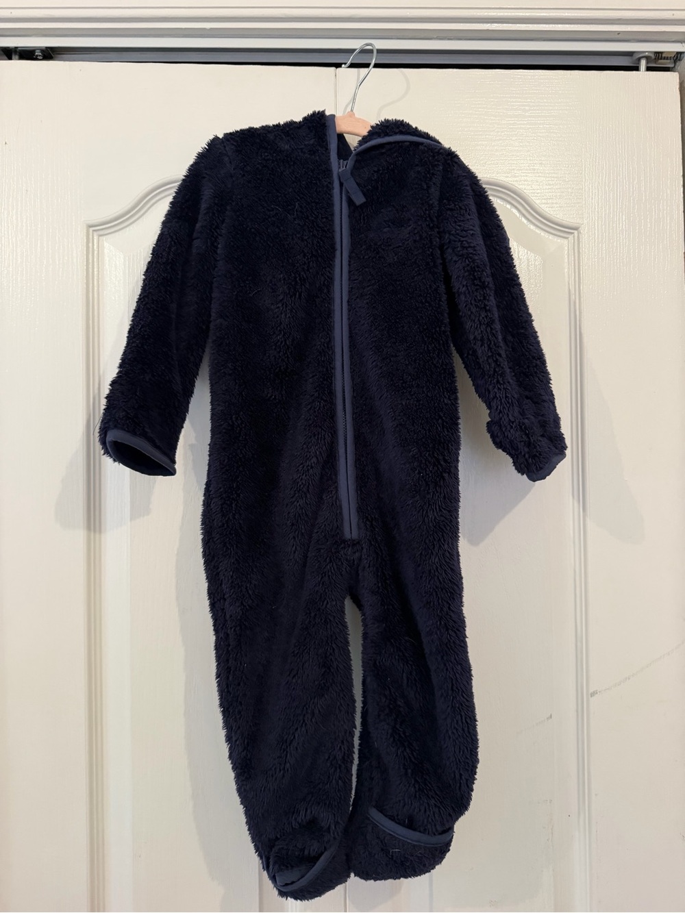 Primary Navy teddy fuzzy One-Piece winter bunting 18-24 months